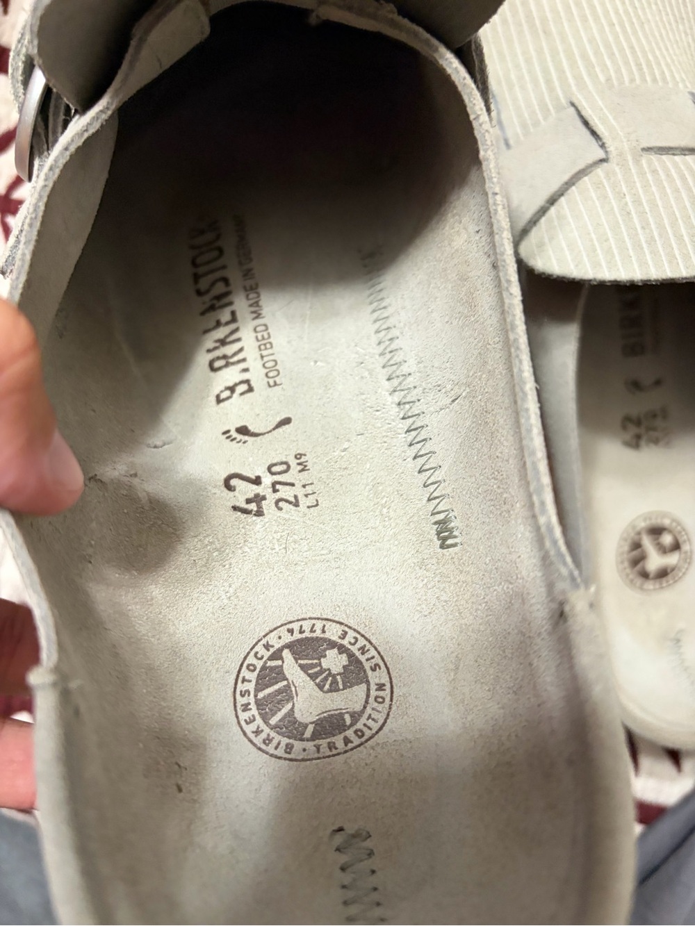 Birkenstock Womens Buckley Light Gray Suede Corduroy Buckle Mule Clogs Sz 42 - Picture 4 of 6